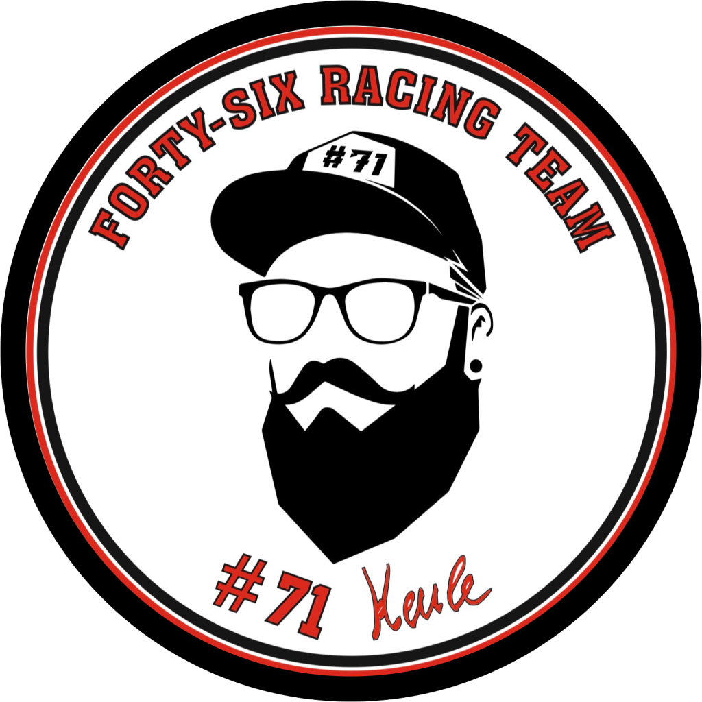 A circular logo featuring a stylized illustration of a man's face with a beard, mustache, and glasses, wearing a baseball ...